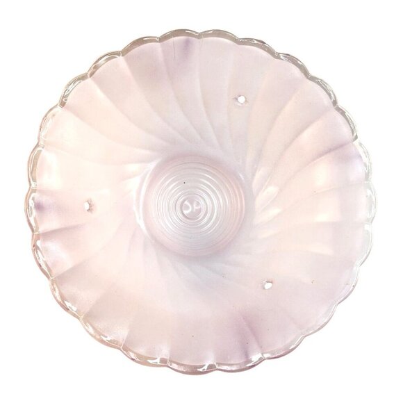 Vintage Pink Swirl Frosted Glass 3-Chain Ceiling Light Globe With Scalloped Edge - Picture 2 of 11